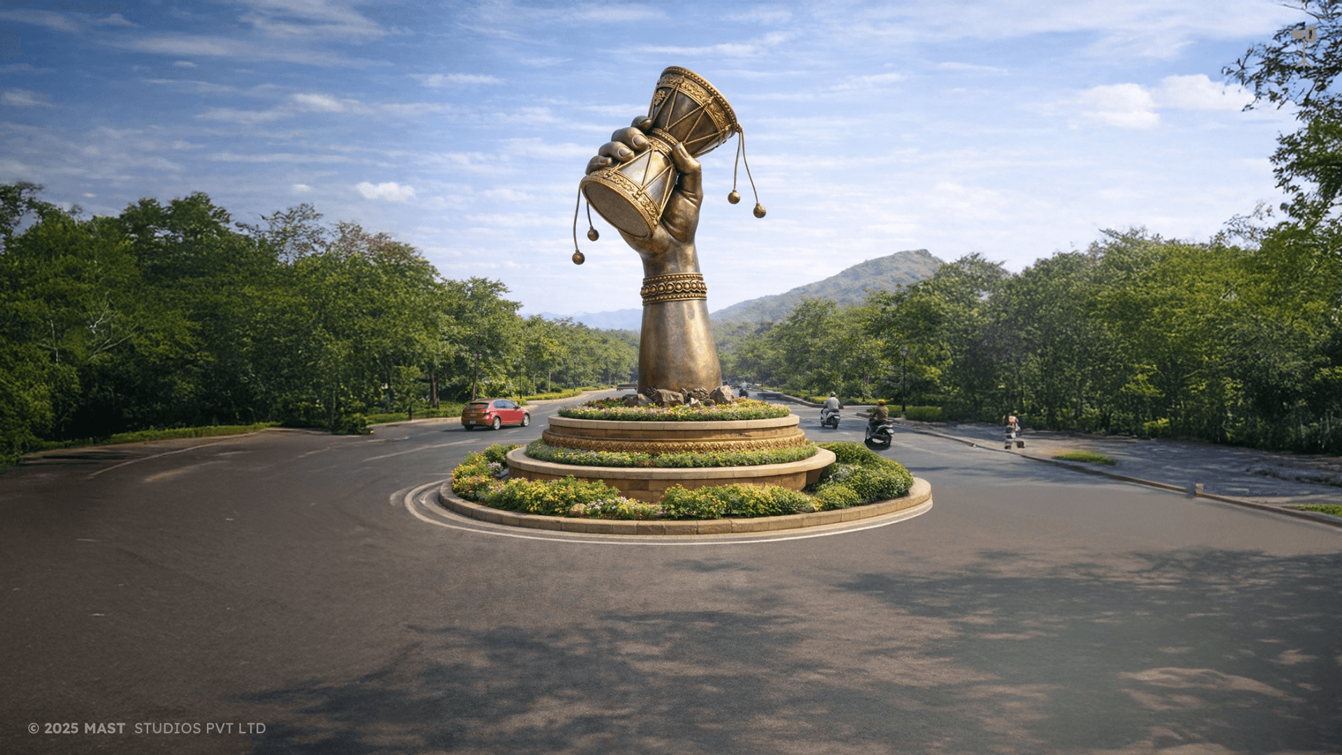 The bust of hand of Shiva holding his damru, on the way to Panchalinga Park