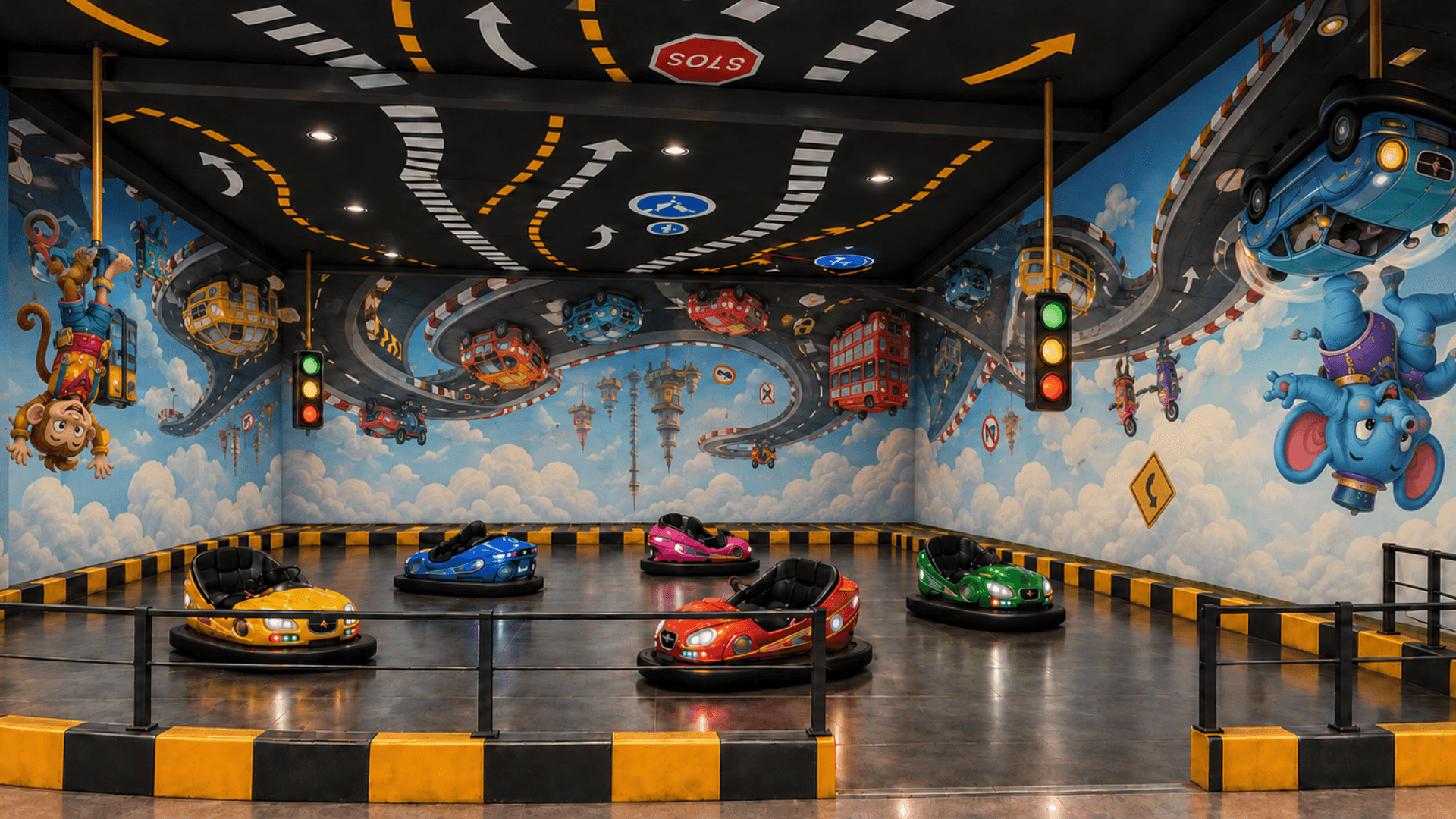 Bumper Cars area designed for the FEC UltaPulta